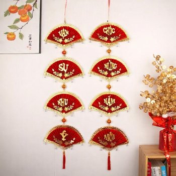 Cặp liễn quạt chúc mừng năm mới vạn sự như ý