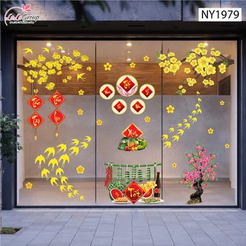 Combo Decal Trang Trí Tết Vạn Sự Như Ý Xuân Tấn Tài Tấn Lộc