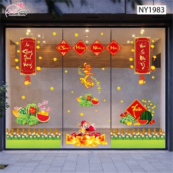 Combo decal trang trí tết cung chúc tân xuân vạn sự như ý