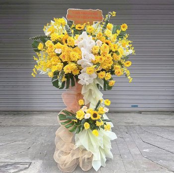 Kệ Hoa Chúc Mừng Khai Trương 2 Tầng Hiện Đại Lộc Vàng Phú Quý