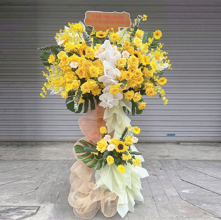 Kệ Hoa Chúc Mừng Khai Trương 2 Tầng Hiện Đại Lộc Vàng Phú Quý