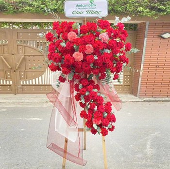 Kệ Hoa Chúc Mừng Tân Gia Tone Đỏ Phú Quý An Cư