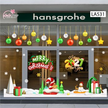 Combo Decal Trang Trí Noel Merry Christmas Cây Kẹo Khổng Lồ Và Những Hộp Quà
