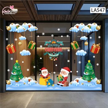 Combo Decal Trang Trí Noel Ông Già Noel Vui Nhộn Và Những Hộp Quà Xinh Xắn