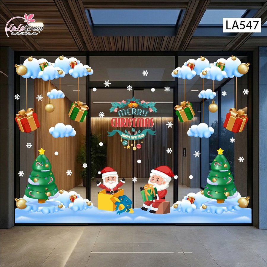 Combo Decal Trang Trí Noel Ông Già Noel Vui Nhộn Và Những Hộp Quà Xinh Xắn