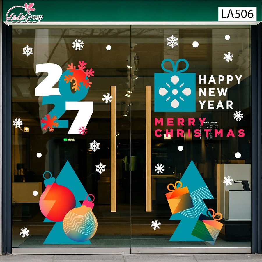 Combo Decal Trang Trí Noel Những Cây Thông Và Những Quả Châu Sắc Màu