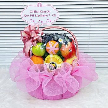 Giỏ Quà Tặng Trái Cây Nhập Khẩu Tone Hồng Nhẹ Nhàng Ngọt Ngào