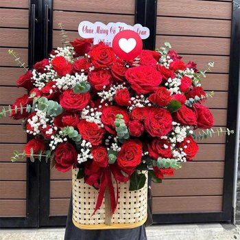 Giỏ Hoa Hồng Đỏ Ohara Cao Cấp Mix Hoa Baby Sang Trọng