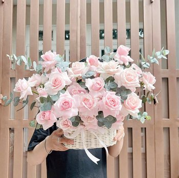 Giỏ Mây Đan Hoa Ohara Hồng Nhạt Tinh Tế Dịu Dàng