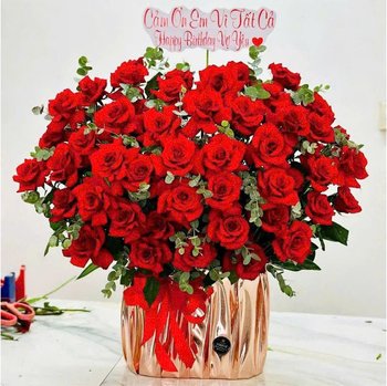Chậu Hoa Hồng Đỏ Luxury Quà Tặng Yêu Thương Sang Trọng