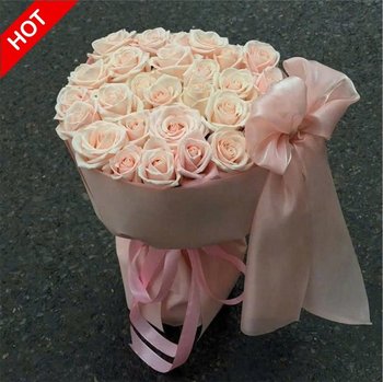 Bó Hoa Hồng Kem Dâu Đính Nơ Ngọt Ngào Xinh Yêu