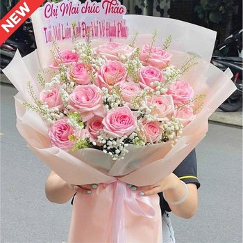 Bó Hoa Hồng Pastel Mix Bi Trắng Quà Tặng Xinh Xắn Ngọt Ngào