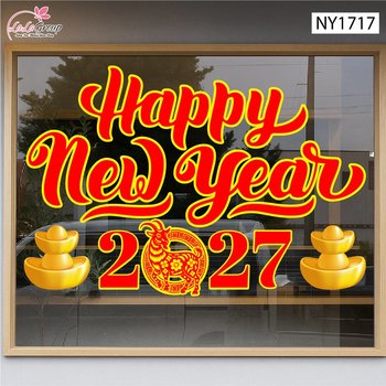 Decal Trang Trí Tết Happy New Year 2027 Tài Lộc