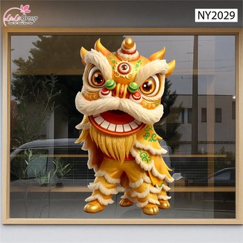 Decal Tết Múa Lân Vàng Khai Xuân Phú Quý