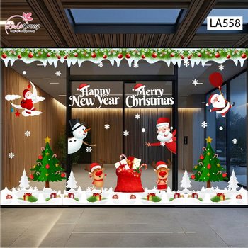 Combo Decal Trang Trí Noel Người Tuyết Và Tuần Lộc Dễ Thương