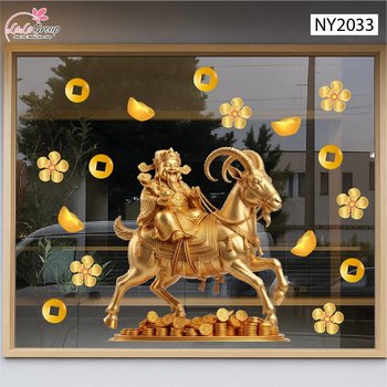 Decal Trang Trí Tết 2027 Thần Tài Khai Xuân Phú Quý