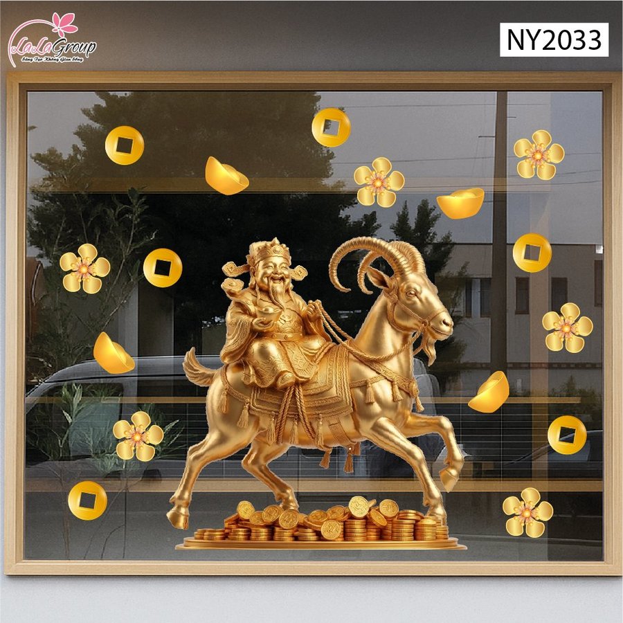 Decal Trang Trí Tết 2027 Thần Tài Khai Xuân Phú Quý