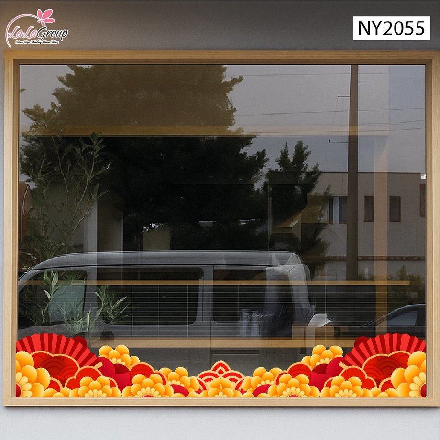 Decal Trang Trí Tết Chân Tường Dải Hoa Xuân Phú Quý