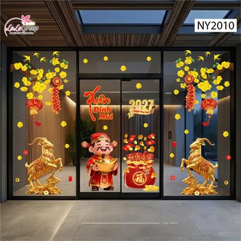 Combo Decal Trang Trí Tết 2027 Xuân Đinh Mùi Phúc Lộc Cát Tường