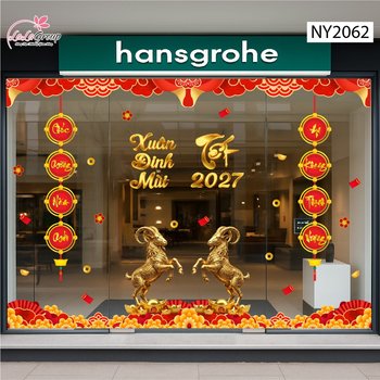 Combo Decal Trang Trí Tết 2027 Đinh Mùi Phúc Lộc Tài Vượng
