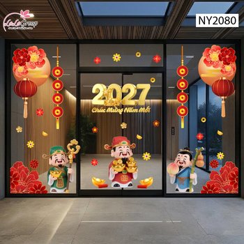 Combo Decal Trang Trí Tết Tam Phúc Thần Tài Đón Xuân 2027