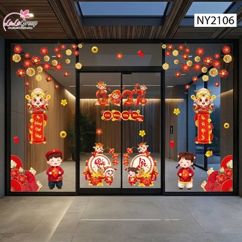 Combo Decal Trang Trí Tết 2027 Hai Bé Vui Xuân Chúc Tết Phúc Lộc Tràn Đầy