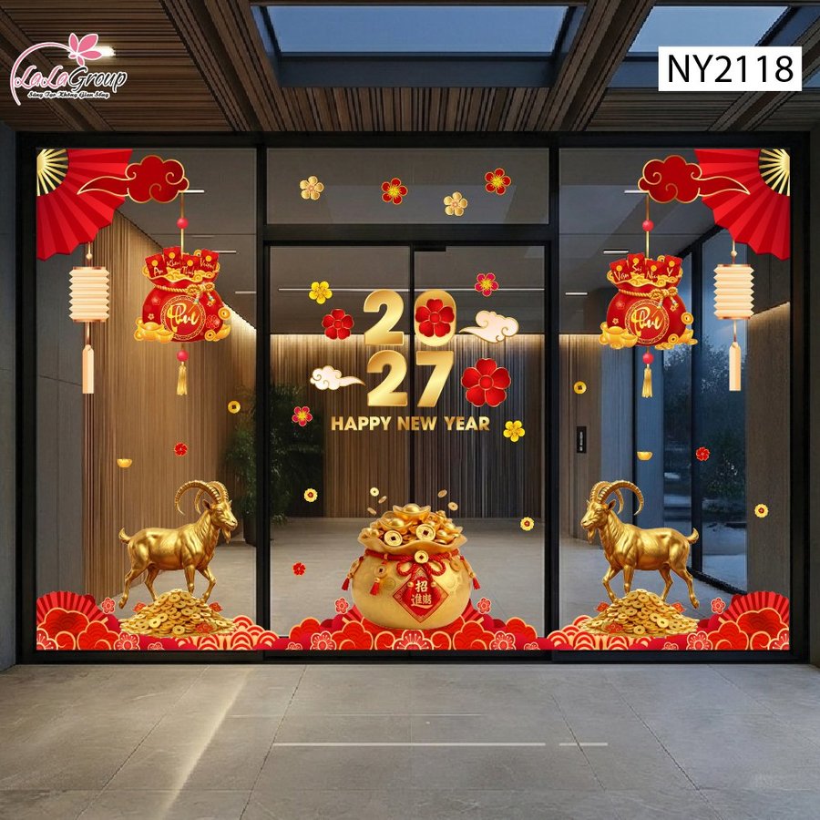Combo Decal Trang Trí Tết Túi Phúc Chiêu Tài Và Kim Mùi Phú Quý