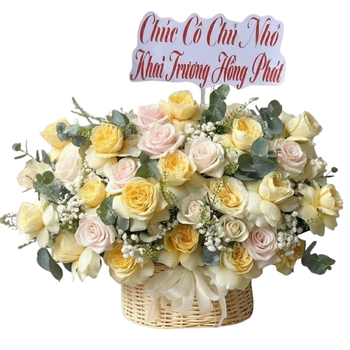 Chậu Hoa Tone Vàng Mix Hồng Hiện Đại