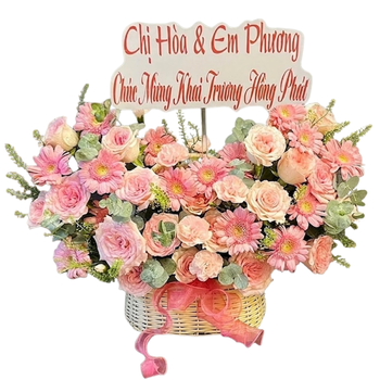 Giỏ Hoa Hồng Pastel Thịnh Vượng