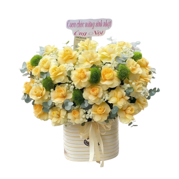 Giỏ Hoa Hồng Victor Vàng Đầy Sự Chân Thành