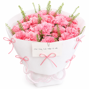 Bó Hoa Tươi Cẩm Chướng Màu Hồng Xinh Xắn