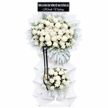 Kệ Hoa Chia Buồn Vòng Hoa Cúc Trắng Bình Yên