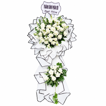 Kệ Hoa Viếng Chia Buồn Hoa Hồng Trắng Trang Nhã