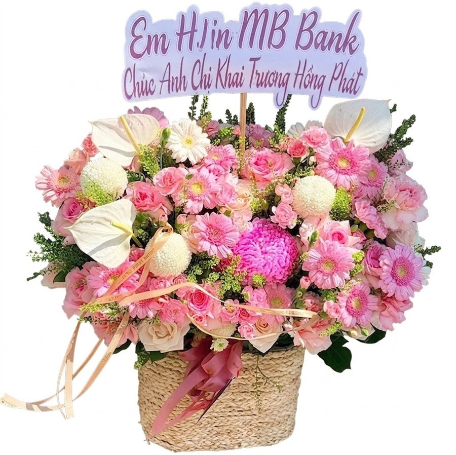 Giỏ Hoa Tươi Tone Hồng Xinh Xắn