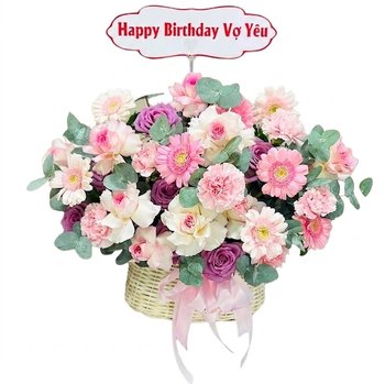 Giỏ Hoa Hồng Mix Cẩm Chướng Rạng Rỡ