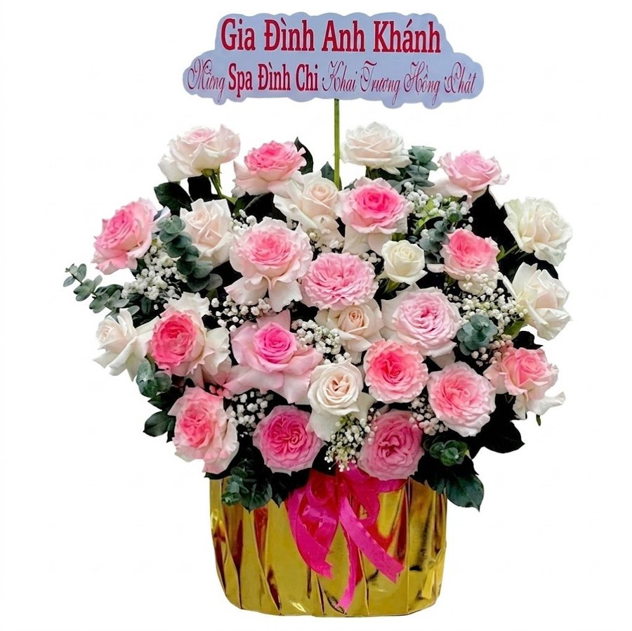 Chậu Hoa Hồng Mix Cẩm Chướng Hồng Quà Tặng Yêu Thương Ngọt Ngào