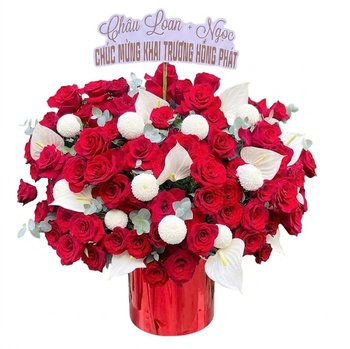 Giỏ Hoa Hồng Đỏ Mix Mẫu Đơn Đẳng Cấp