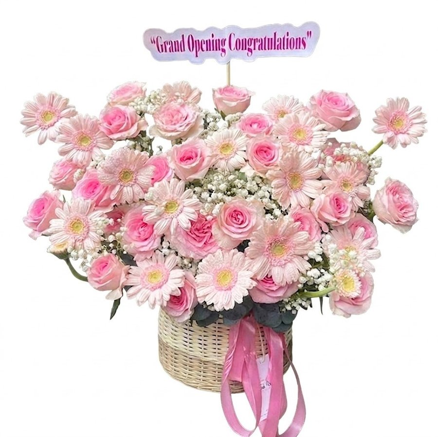 Giỏ Hoa Đồng Tiền Mix Hoa Hồng Đại Lợi