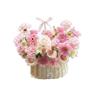 Giỏ Hoa Hồng Mix Đồng Tiền Trang Nhã