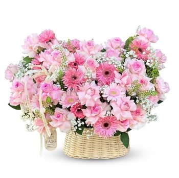 Giỏ Hoa Tone Hồng Ngọt Ngào Baby