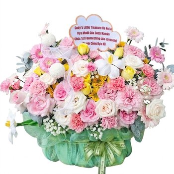 Giỏ Hoa Tone Hồng Chúc Mừng Lời Yêu Thương
