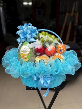 Giỏ Trái Cây Nhập Khẩu Tone Xanh Biển Sắc Màu Bình Yên