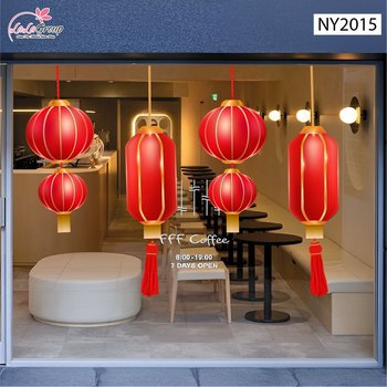 Decal Trang Trí Tết 2027 Đèn Lồng Đỏ May Mắn Xuân Phú Quý
