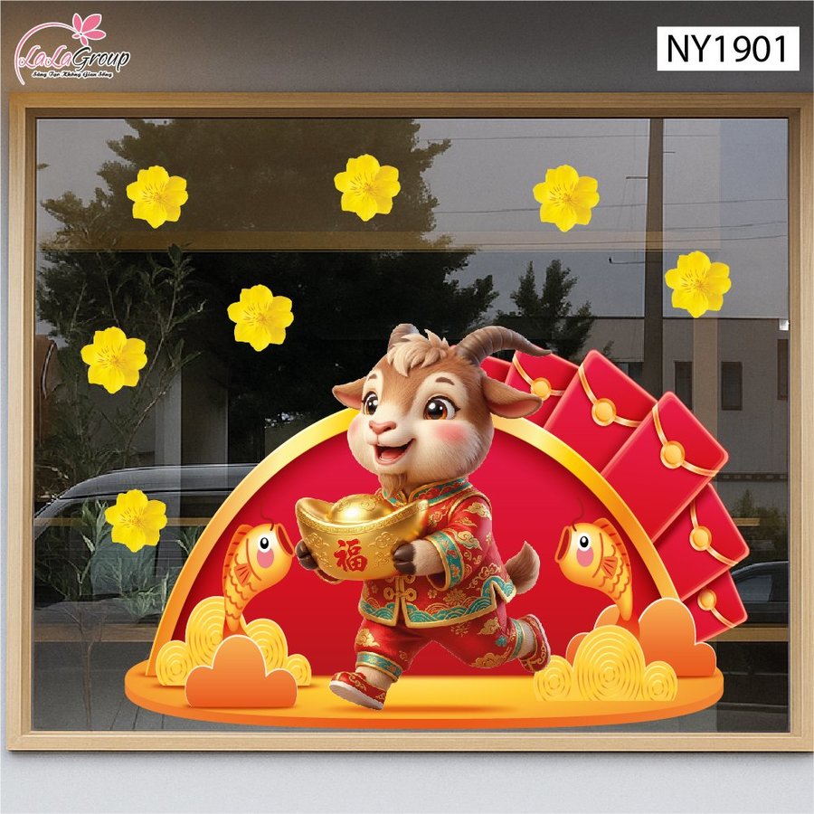 Decal Trang Trí Tết Đinh Mùi Hạnh Phúc Tài Lộc