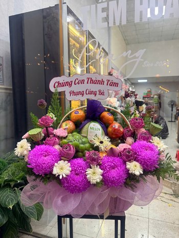Giỏ Hoa Trái Cây Tâm Thành Dâng Kính