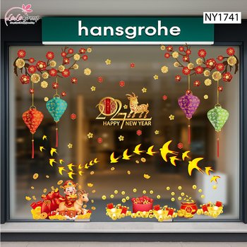 Combo Decal Trang Trí Tết Én Vàng Đón Xuân Đinh Mùi 2027