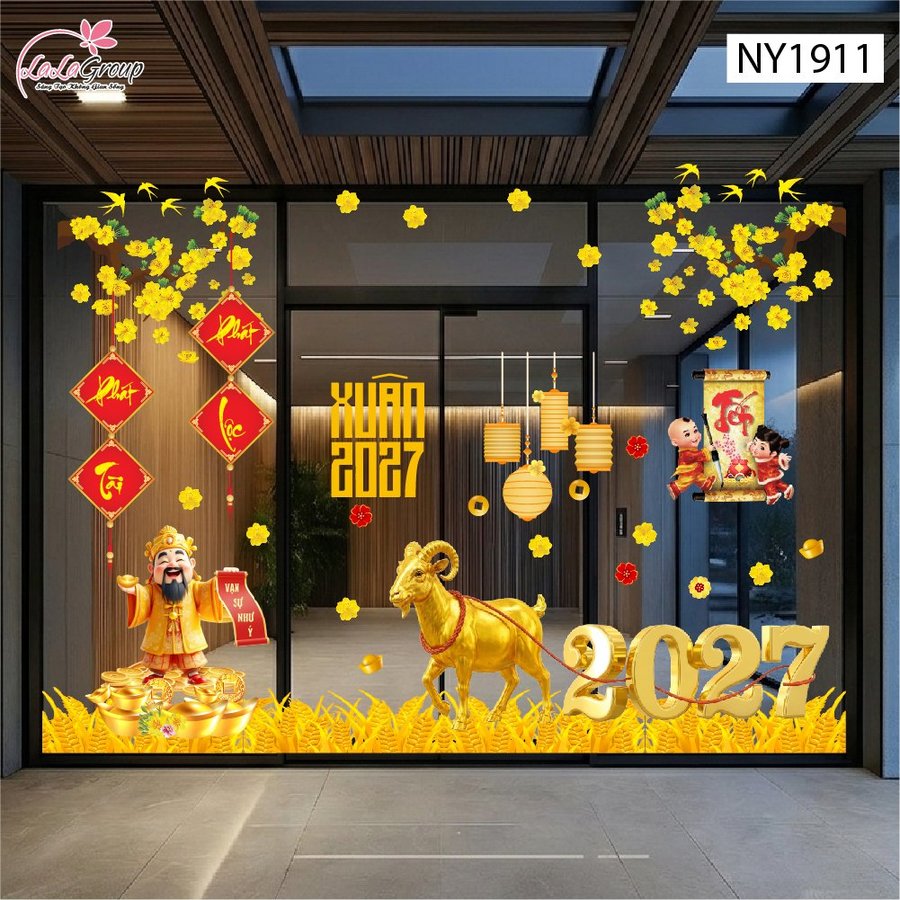 Combo Decal Trang Trí Tết Xuân 2027 Vạn Sự Như Ý Phát Tài Phát Lộc