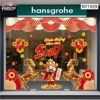 Combo Decal Trang Trí Tết Lộc Biếc Mai Vàng Xuân Hạnh Phúc Bình An