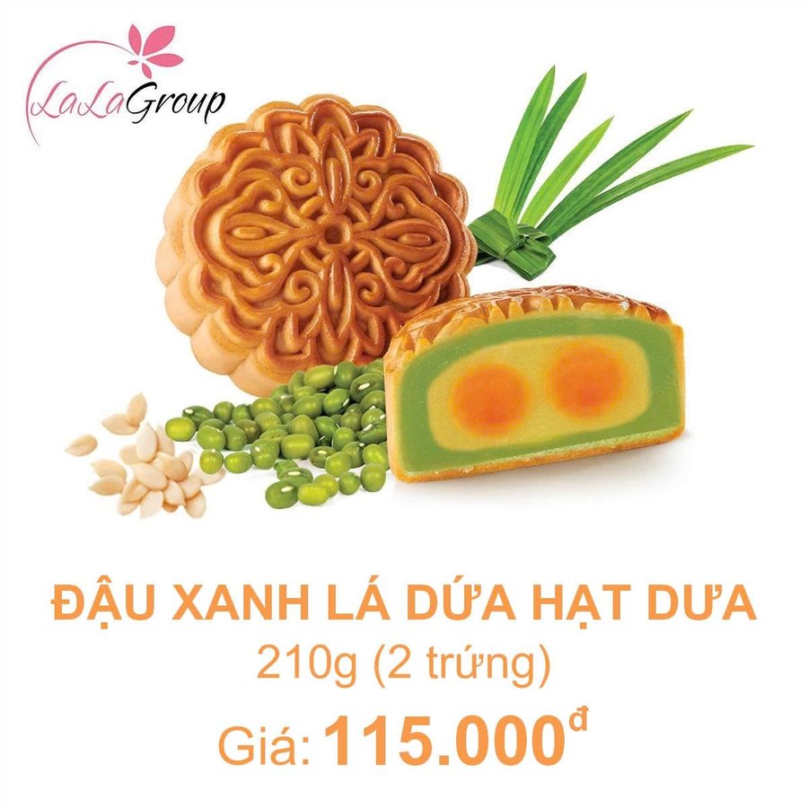 (DL2) Bánh Trung Thu KIDO Đậu Xanh Lá Dứa Hạt Dưa 2 trứng 210g