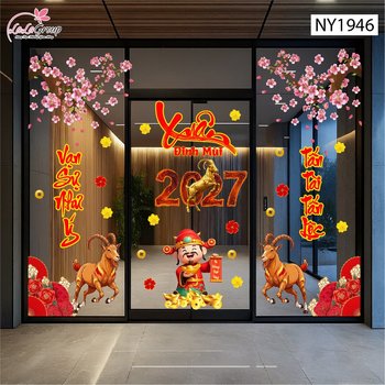Combo Decal Trang Trí Tết Xuân Đinh Mùi Vạn Sự Như Ý Tấn Tài Tấn Lộc